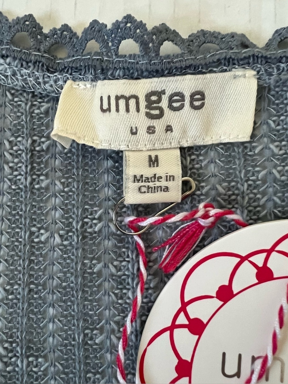 NWT Umgee Ruffle Tiered Babydoll Knit Tunic Tank Top Blue Grey Medium - Picture 13 of 15